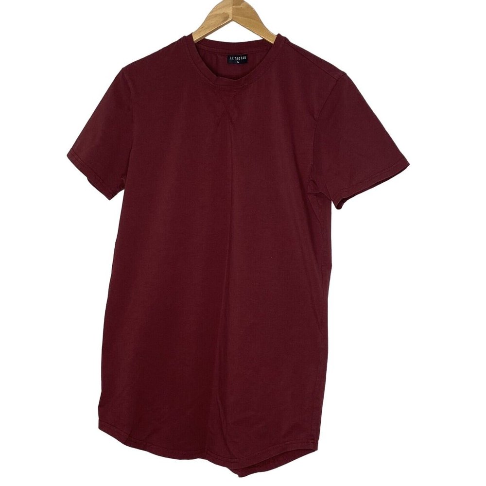 Letaotao Men’s Short Sleeve Shirt Red Size Large